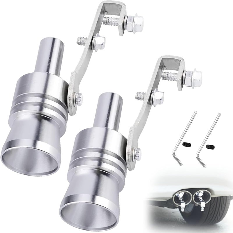 Aorplim Turbo Whistle for Exhaust Pipe 2 PCS, Car Turbo Exhaust Whistle, XL Size Aluminum Alloy Universal Turbo Sound Exhaust Muffler Pipe Whistle Car Roar Maker (Silver #XL) - Image 1